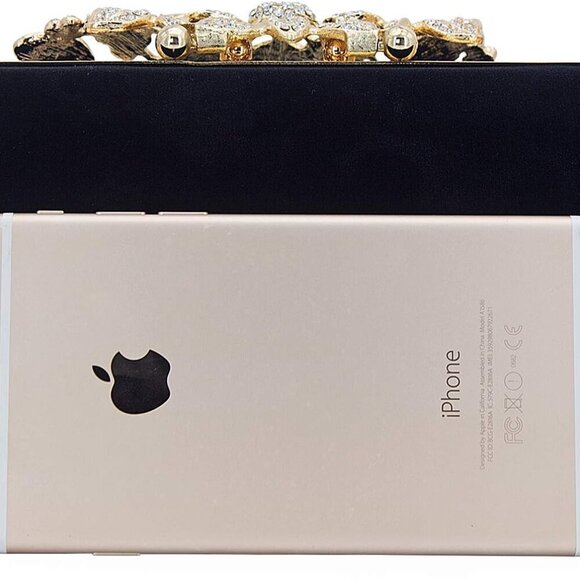 Womens Evening Bag with Flower Closure Rhinestone Crystal Clutch Purse for Weddi - Picture 2 of 8